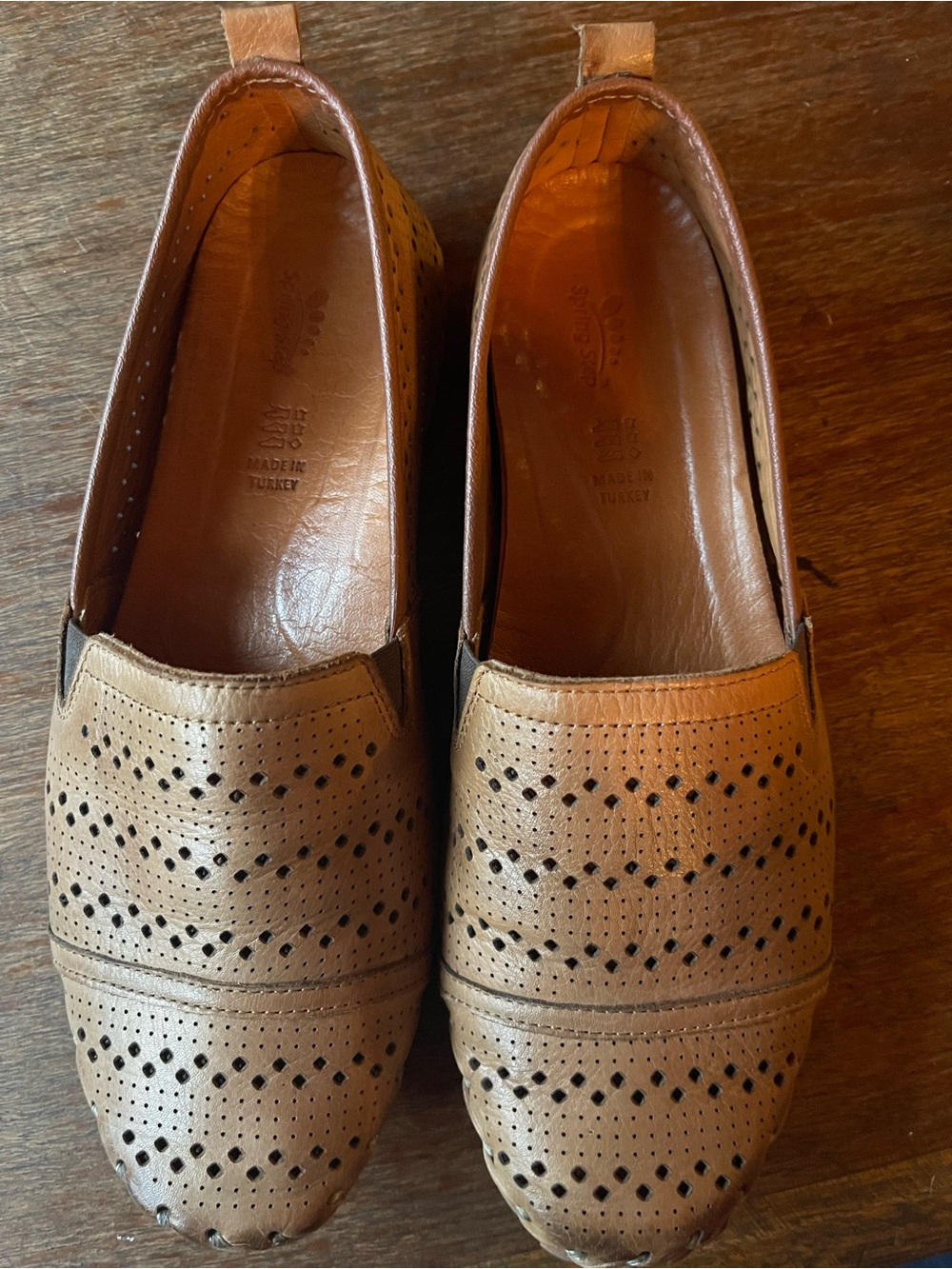 Cole Haan Perforated Leather Slip-On Loafers in Tan Brown